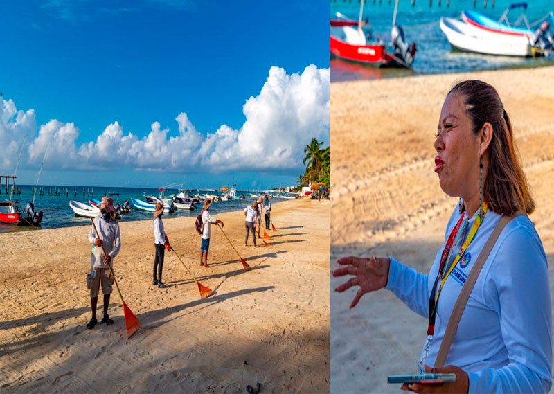 Gobierno de Solidaridad recupera playa “El Recodo” con arena de sargazo