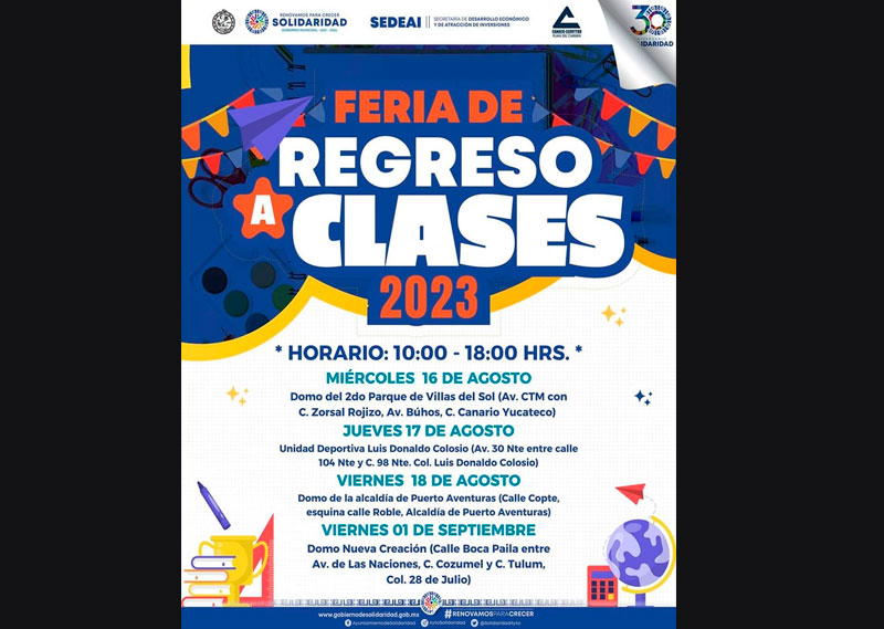 Gobierno de Solidaridad invita a feria del regreso a clases