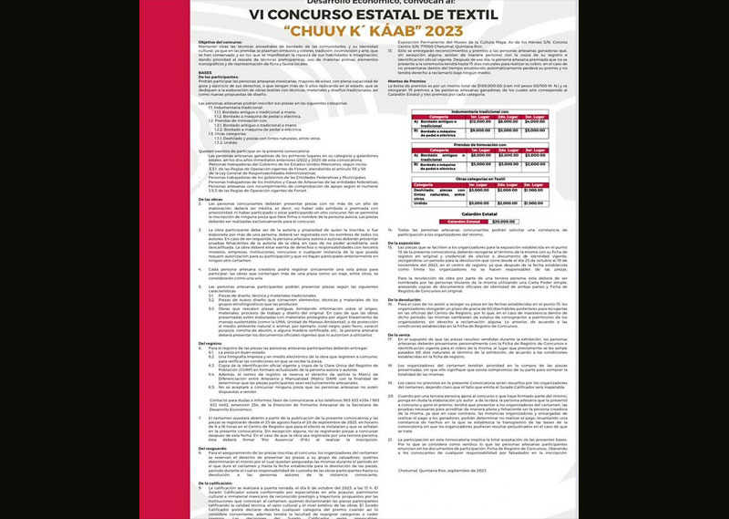 Abren ventanilla de inscripciones al concurso estatal textil