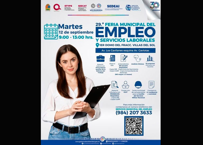 Se invita a Feria Municipal de Empleo y Servicios Laborales