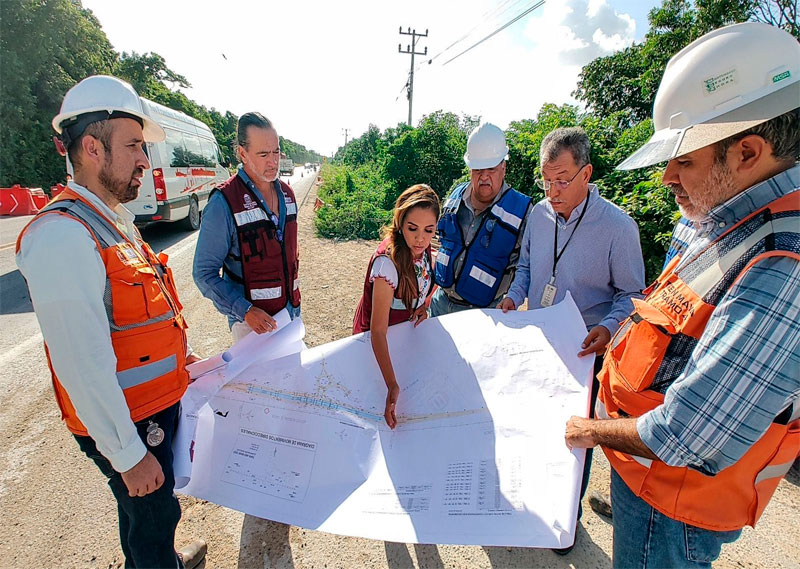 Supervisa Mara Lezama inicio de obra en la 180 D, acceso a la estación del Tren Maya en Cancún