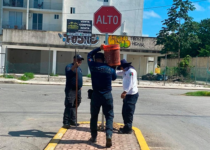 Tránsito Municipal instala señales viales para protección de los ciudadanos