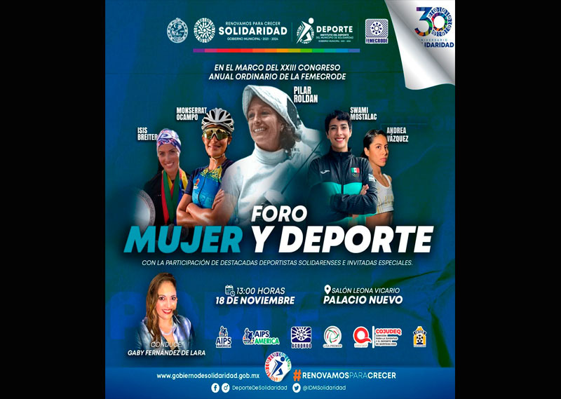 Mujeres destacadas del deporte solidarense compartirán experiencias en el marco del Congreso Anual Ordinario de la FEMECRODE en Playa del Carmen