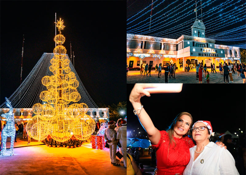 Solidaridad brilla con el tradicional encendido del árbol navideño