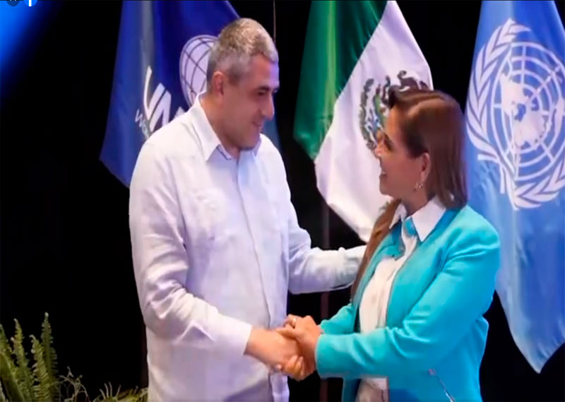 Mara Lezama da bienvenida a Zurab Pololikashvili, Secretario General de la ONU Turismo