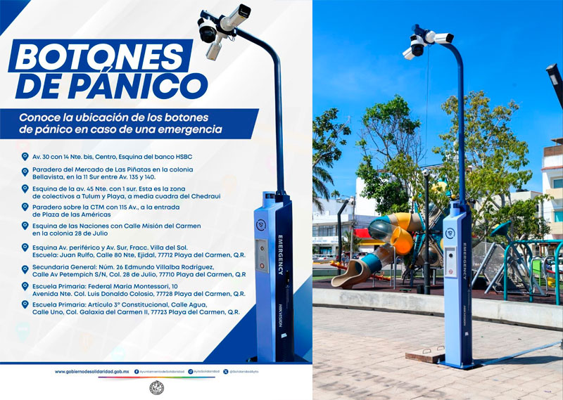 Conoce las ubicaciones de los botones de pánico en Playa del Carmen