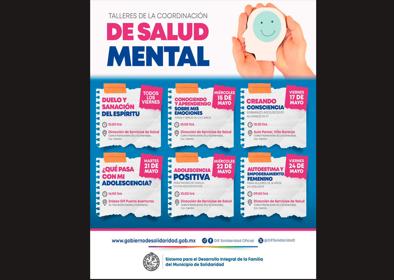 Aprovecha los talleres de salud mental