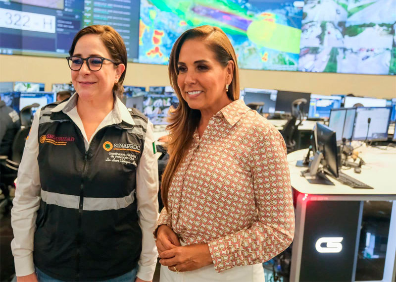 Mara Lezama y la Coordinadora Nacional de Protección Civil encabezan acciones ante la llegada del Huracán “Beryl”