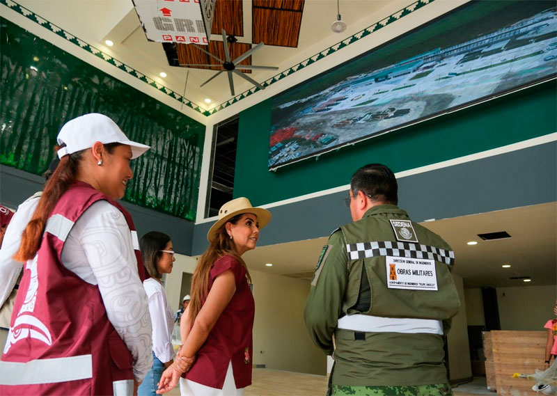 Recorre Mara Lezama y SEDENA el progreso de la Estación del Tren Maya Nicolás Bravo/Kohunlich